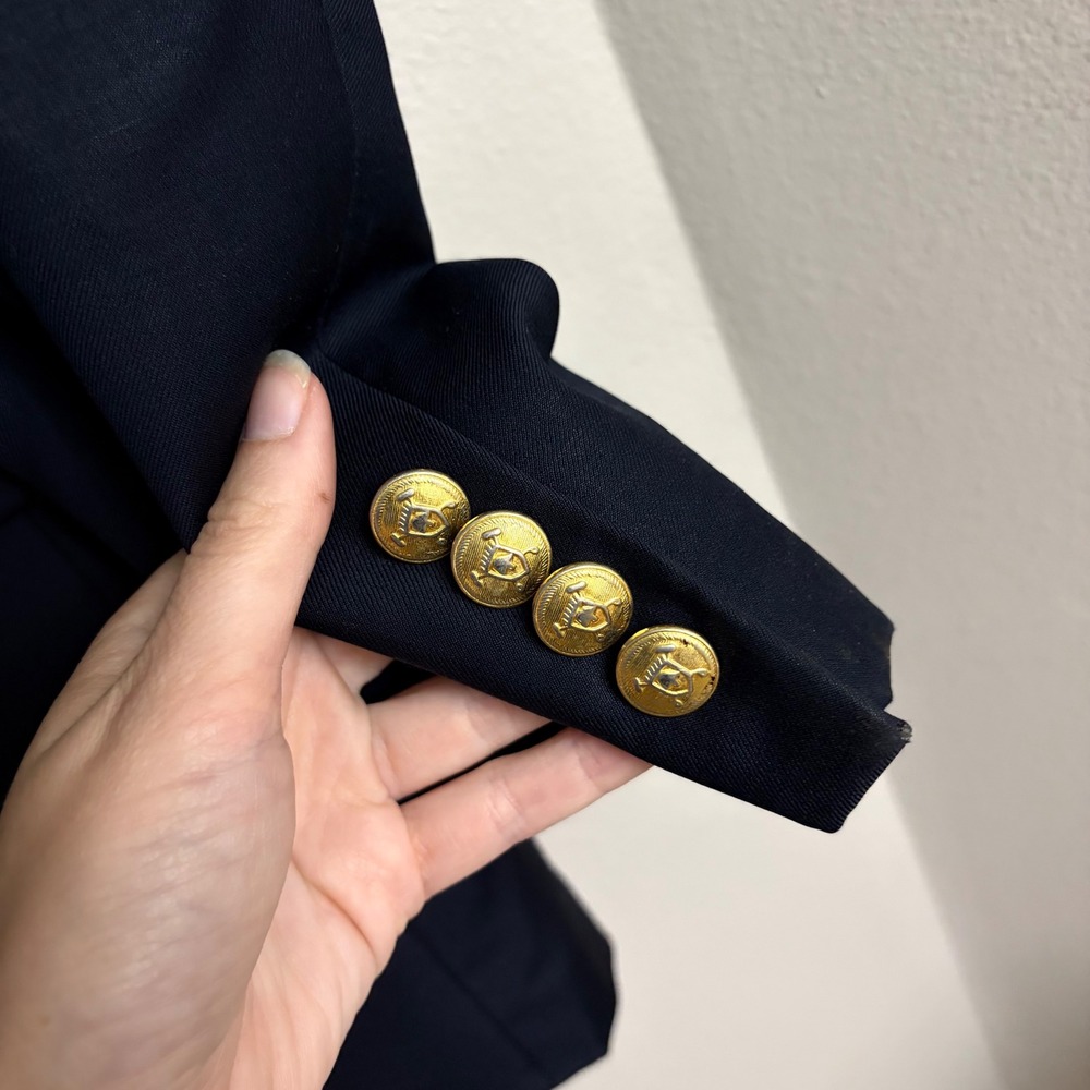 Lauren Ralph Lauren Blazer 44R Navy Blue Wool Gold Button Preppy Classic - Picture 2 of 8